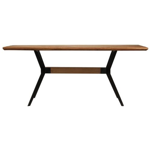 Spisebord med bænk massivt akacietræ brun og sort