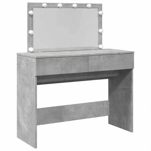Makeupbord med LED-lys 100×40×120 cm - betongrå