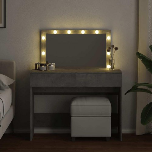 Makeupbord med LED-lys 100×40×120 cm - betongrå