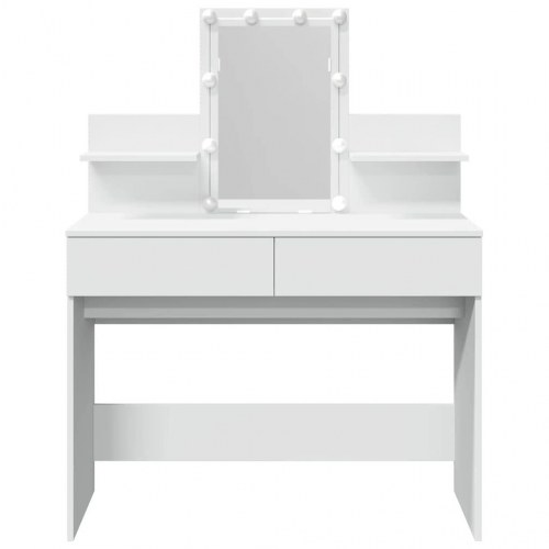Makeupbord med LED-lys 100x40x130 cm hvid