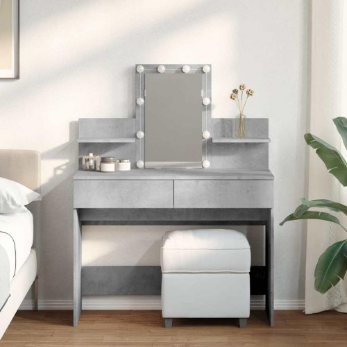 Makeupbord med LED-lys - 100 × 40 × 130 cm, betongrå