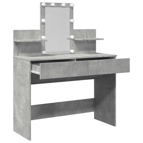 Makeupbord med LED-lys - 100 × 40 × 130 cm, betongrå