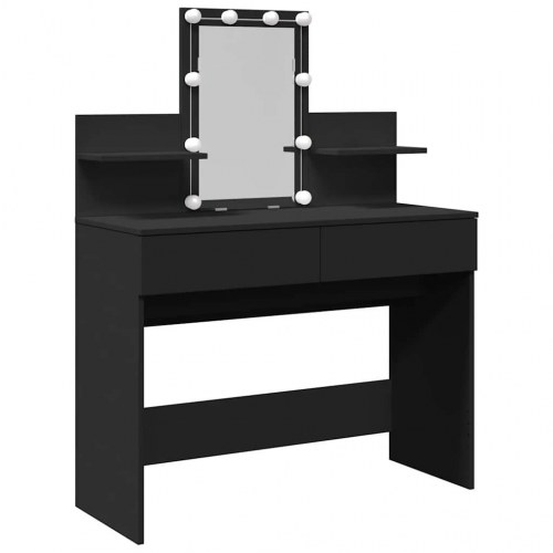 Makeupbord med LED-lys 100×40×130 cm - sort