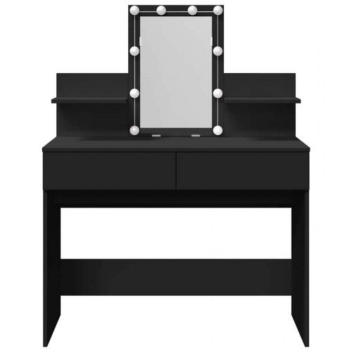 Makeupbord med LED-lys 100×40×130 cm - sort