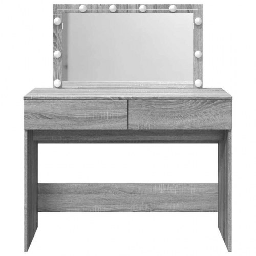 Makeupbord med LED-lys og spejl 100×40×120 cm - grå sonoma-eg