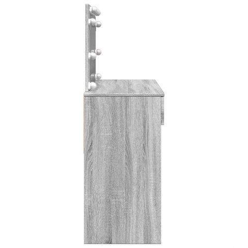 Makeupbord med LED-lys og spejl 100×40×120 cm - grå sonoma-eg