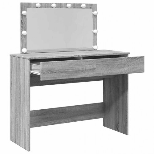 Makeupbord med LED-lys og spejl 100×40×120 cm - grå sonoma-eg