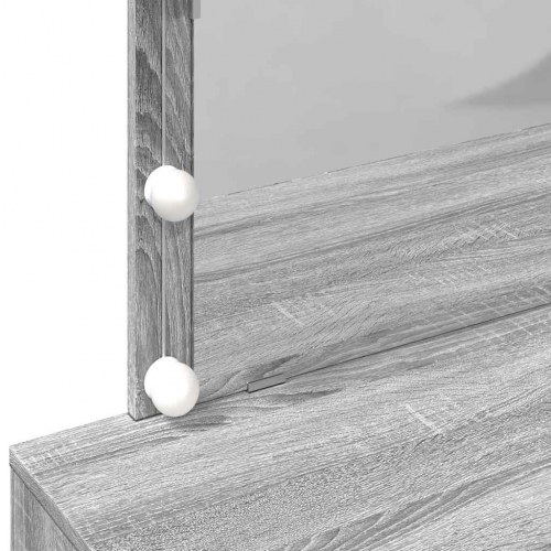 Makeupbord med LED-lys og spejl 100×40×120 cm - grå sonoma-eg