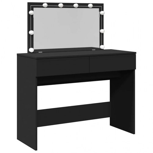 Makeupbord med LED-lys og spejl - 100 × 40 × 120 cm, sort