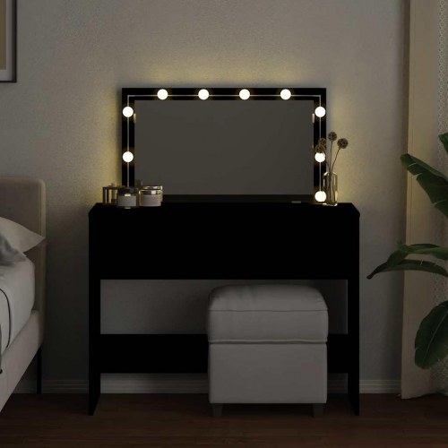 Makeupbord med LED-lys og spejl - 100 × 40 × 120 cm, sort