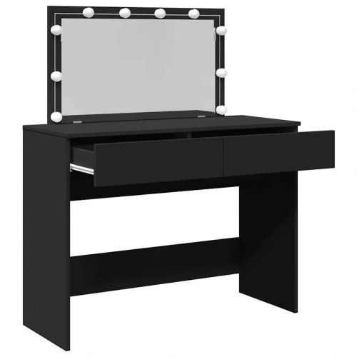 Makeupbord med LED-lys og spejl - 100 × 40 × 120 cm, sort