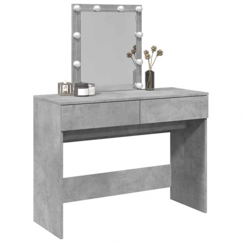 Makeupbord med LED-lys 100×40×130 cm - betongrå