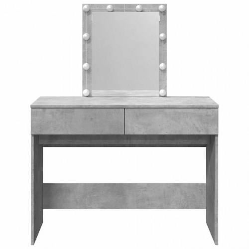 Makeupbord med LED-lys 100×40×130 cm - betongrå