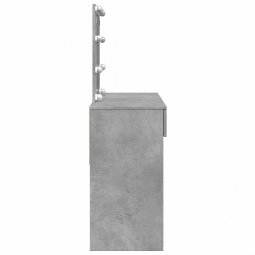 Makeupbord med LED-lys 100×40×130 cm - betongrå