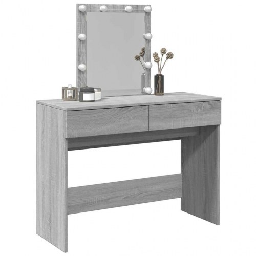 Makeupbord med LED-lys 100×40×130 cm - grå sonoma-eg