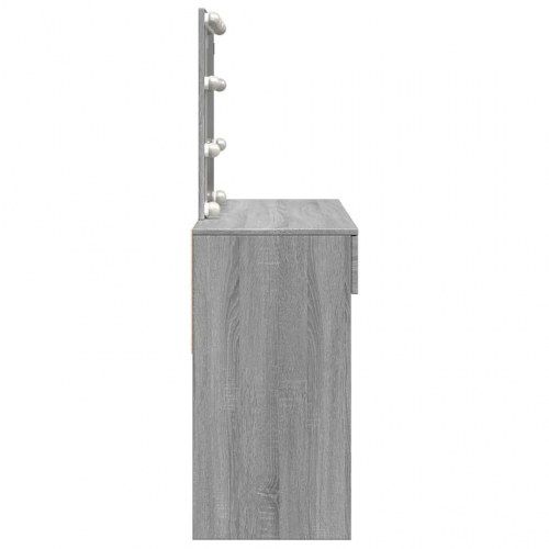 Makeupbord med LED-lys 100×40×130 cm - grå sonoma-eg