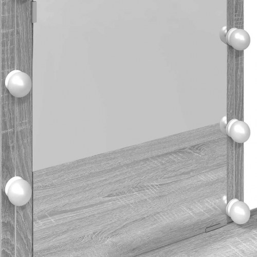 Makeupbord med LED-lys 100×40×130 cm - grå sonoma-eg