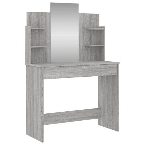 Makeupbord med spejl 96 x 39 x 142 cm - grå sonoma-eg