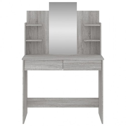 Makeupbord med spejl 96 x 39 x 142 cm - grå sonoma-eg