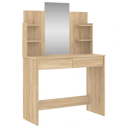 Makeupbord med spejl 96 x 39 x 142 cm - sonoma-eg