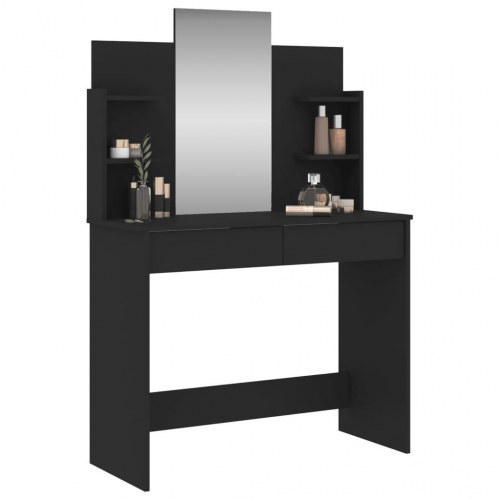 Makeupbord med spejl 96 x 39 x 142 cm - sort