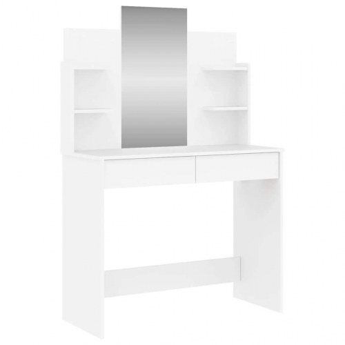 Makeupbord med spejl 96x39x142 cm hvid