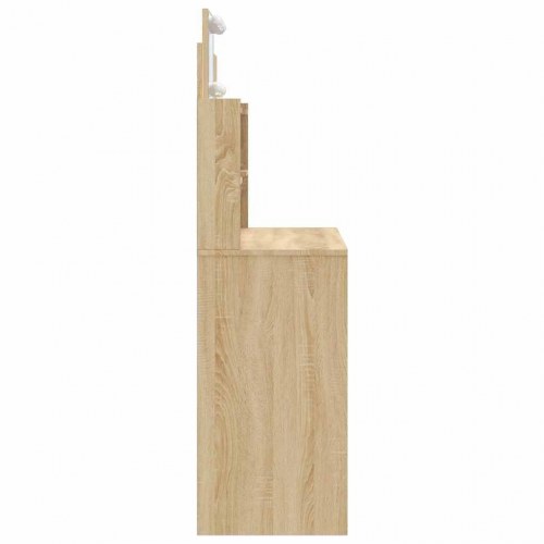 Makeupbord med LED-lys 96×40×142 cm - sonoma-eg