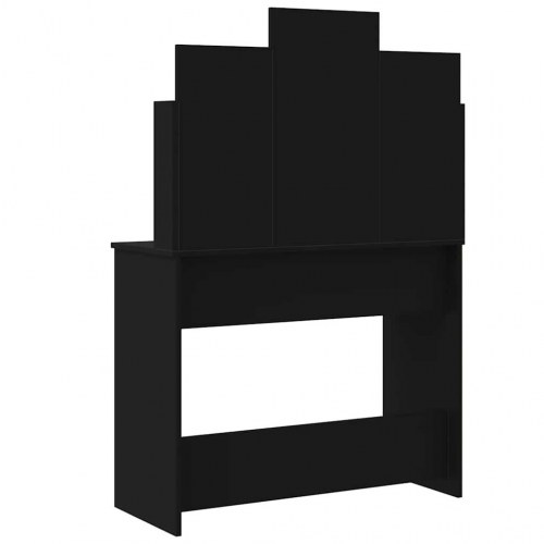 Makeupbord med LED-lys og spejl - 96×40×142 cm, sort