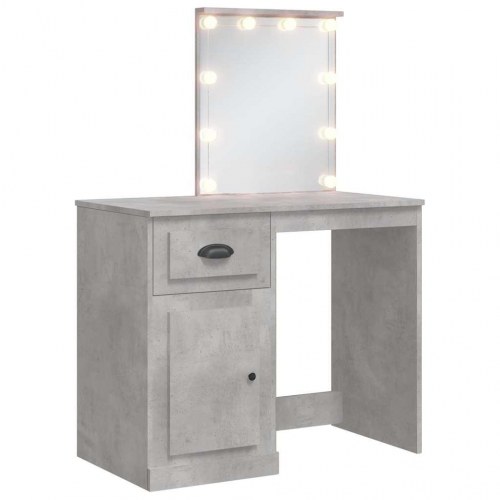 Makeupbord med LED-lys 90 x 42 x 132,5 cm - betongrå