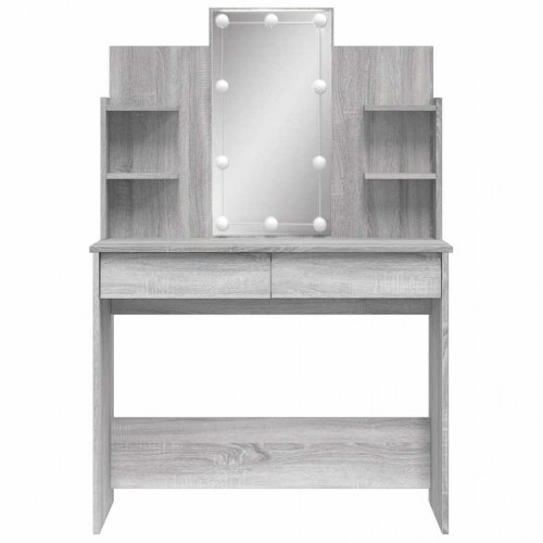 Makeupbord med LED-lys 96×40×142 cm - grå sonoma-eg