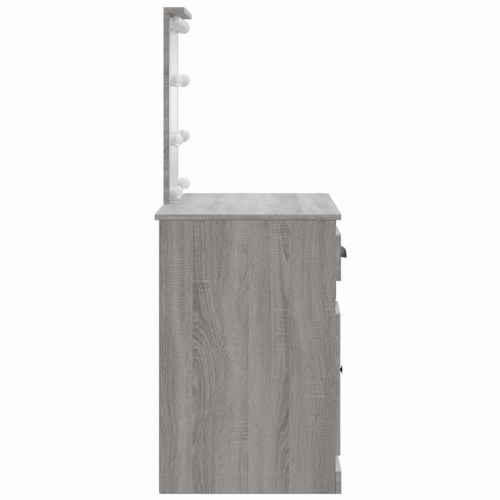 Makeupbord med LED-lys 90 x 42 x 132,5 cm - grå sonoma-eg