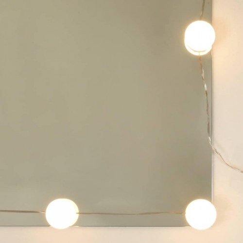 Makeupbord med LED-lys 74,5×40×141 cm - sort