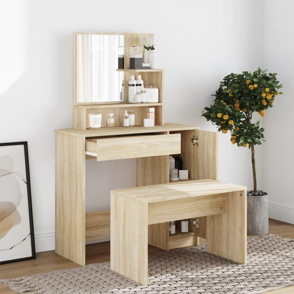 vidaXL konsolbordsæt 86,5x35x136 cm sonoma-eg