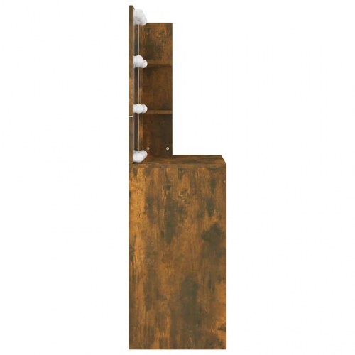 Makeupbord med LED-lys 74,5×40×141 cm - brun egetræsfarve