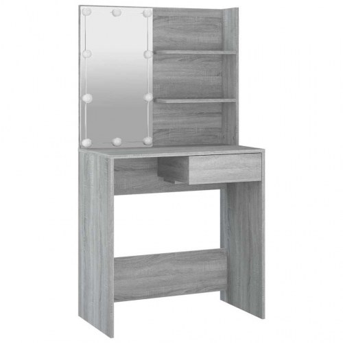 Makeupbord med LED-lys 74,5×40×141 cm - grå sonoma-eg