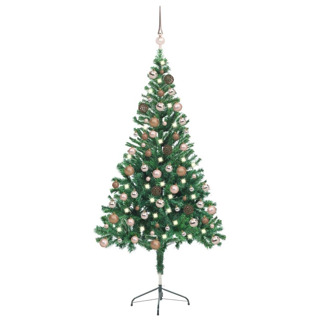 Billede af Kunstigt juletræ med lys og kuglesæt 150 cm 380 grene hos Boligcenter.dk