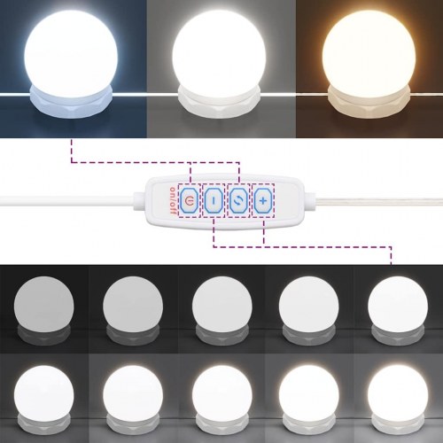 Makeupbord med LED-lys 74,5×40×141 cm - røget egetræsfarve
