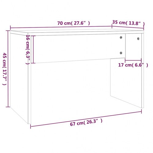 Skammel til makeupbord 70 x 35 x 45 cm - røget egetræ