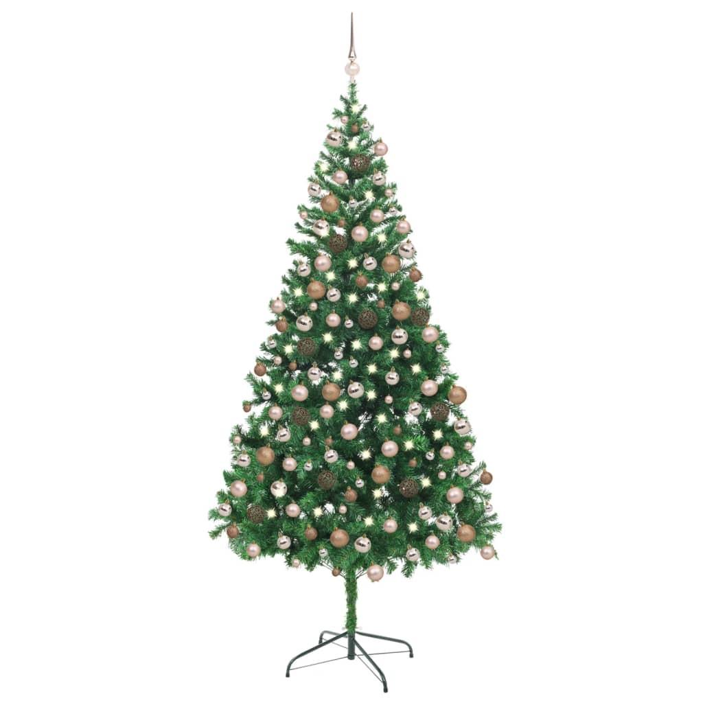 Billede af Kunstigt juletræ med lys og kuglesæt 210 cm 910 grene hos Boligcenter.dk