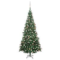 Kunstigt juletræ med lys og kuglesæt 240 cm grøn