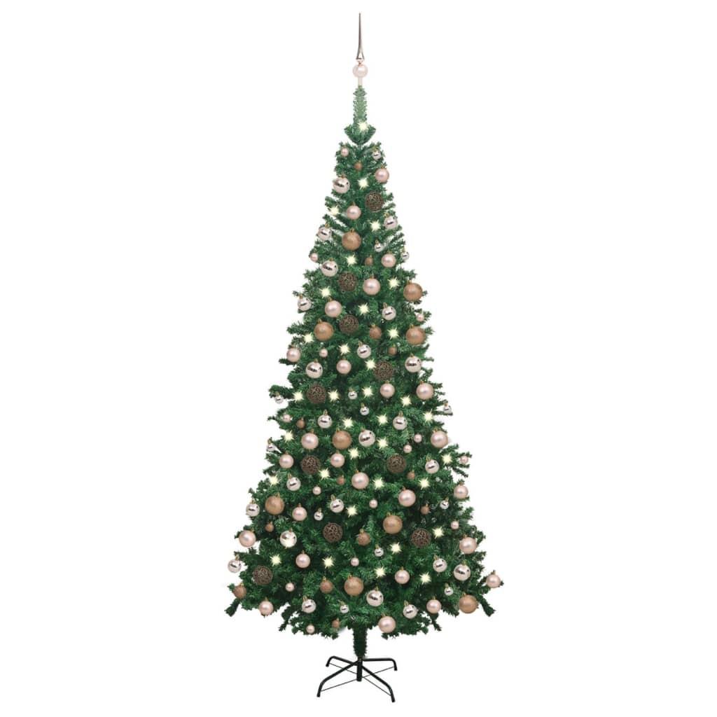 Billede af Kunstigt juletræ med lys og kuglesæt 240 cm grøn