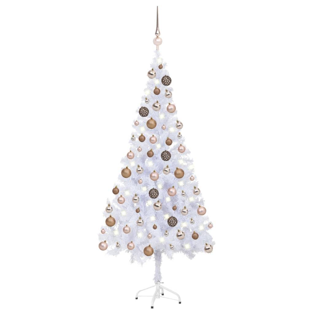 Kunstigt juletræ med lys og kuglesæt 180 cm 620 grene