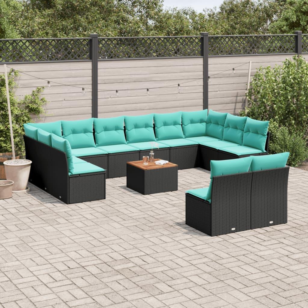 Sofasæt til haven 13 dele med hynder polyrattan sort