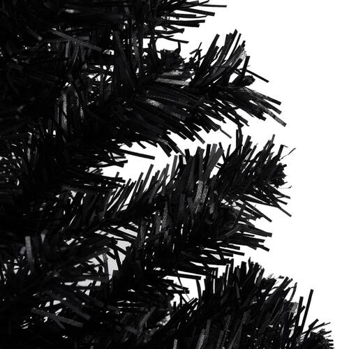 Kunstigt juletræ med lys og kuglesæt 150 cm PVC sort