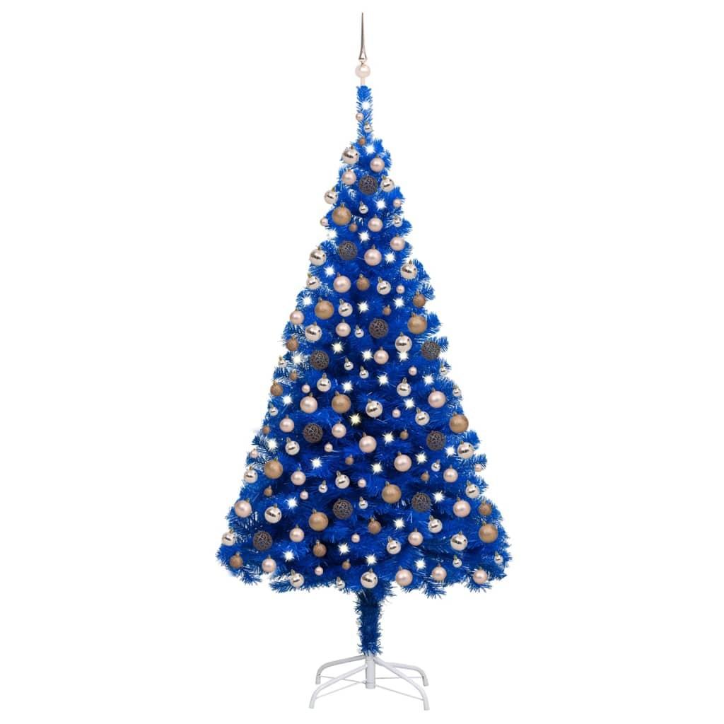 Billede af Kunstigt juletræ med lys og kuglesæt 210 cm PVC blå hos Boligcenter.dk