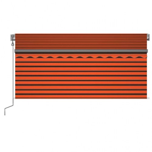 Automatisk markise med rullegardin, LED og vindsensor - 3,5 × 2,5 m, orange/brun