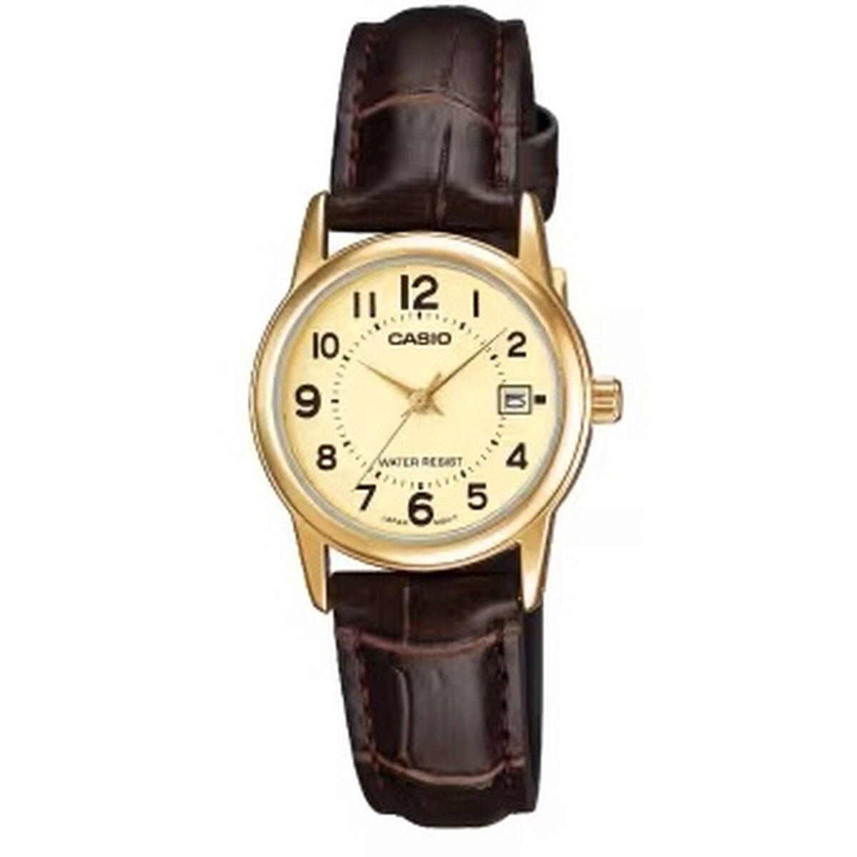 Casio Dameur LADY DATE Leather - Guld, brun rem (Ø 31 mm)