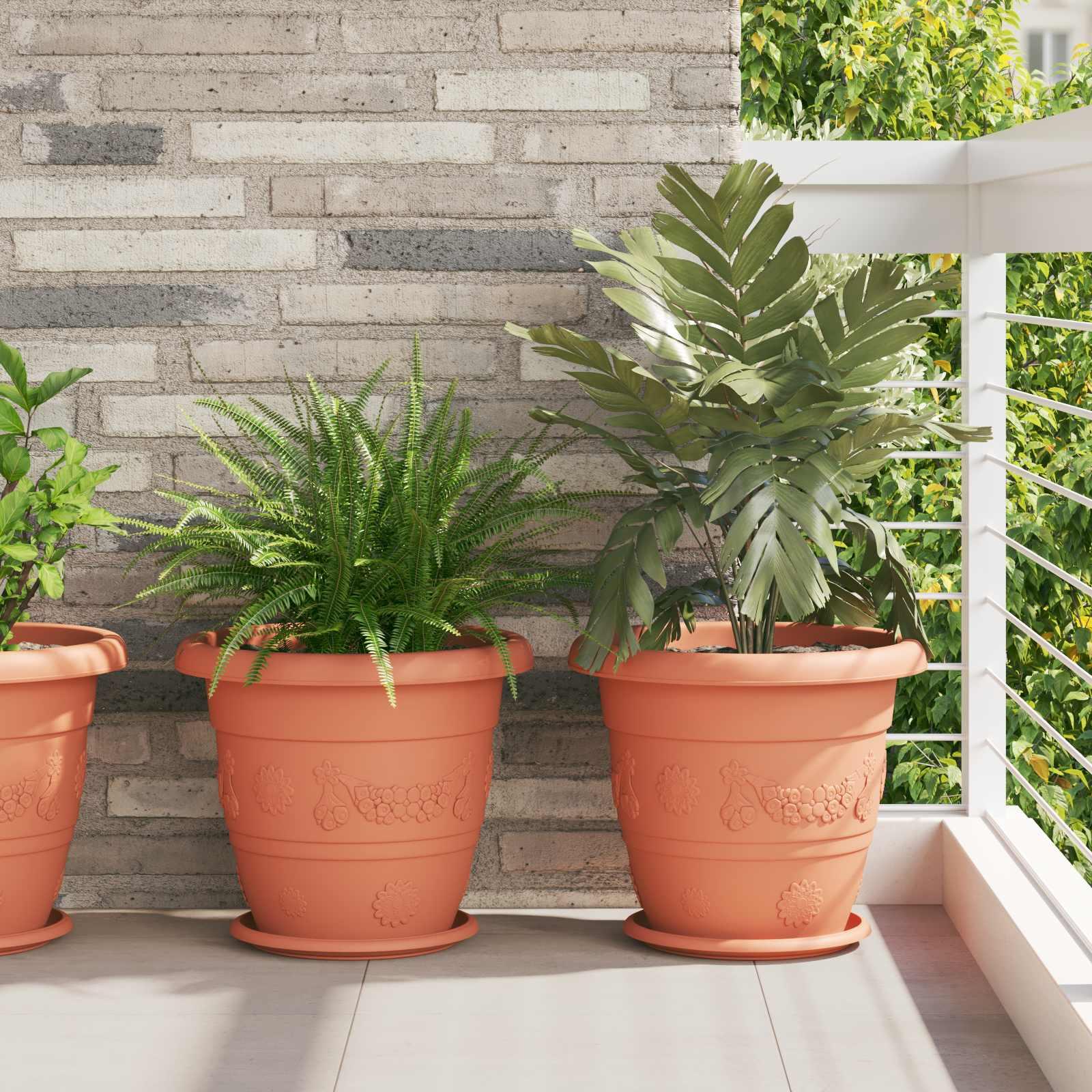 Plantepotter 6 stk Mursten Rød Ø 26 x 21.5 cm Plastik