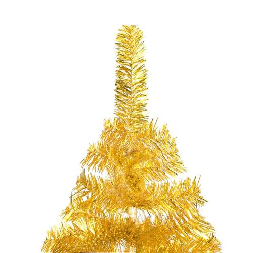 Kunstigt juletræ med lys og kuglesæt 180 cm PET guldfarvet