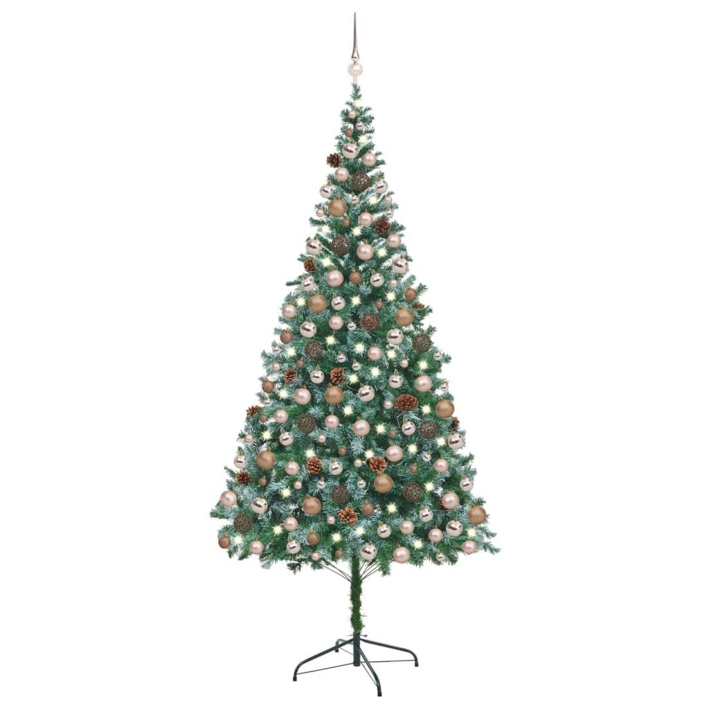 Billede af Juletræ med lys + julekugler og grankogler 210 cm hos Boligcenter.dk